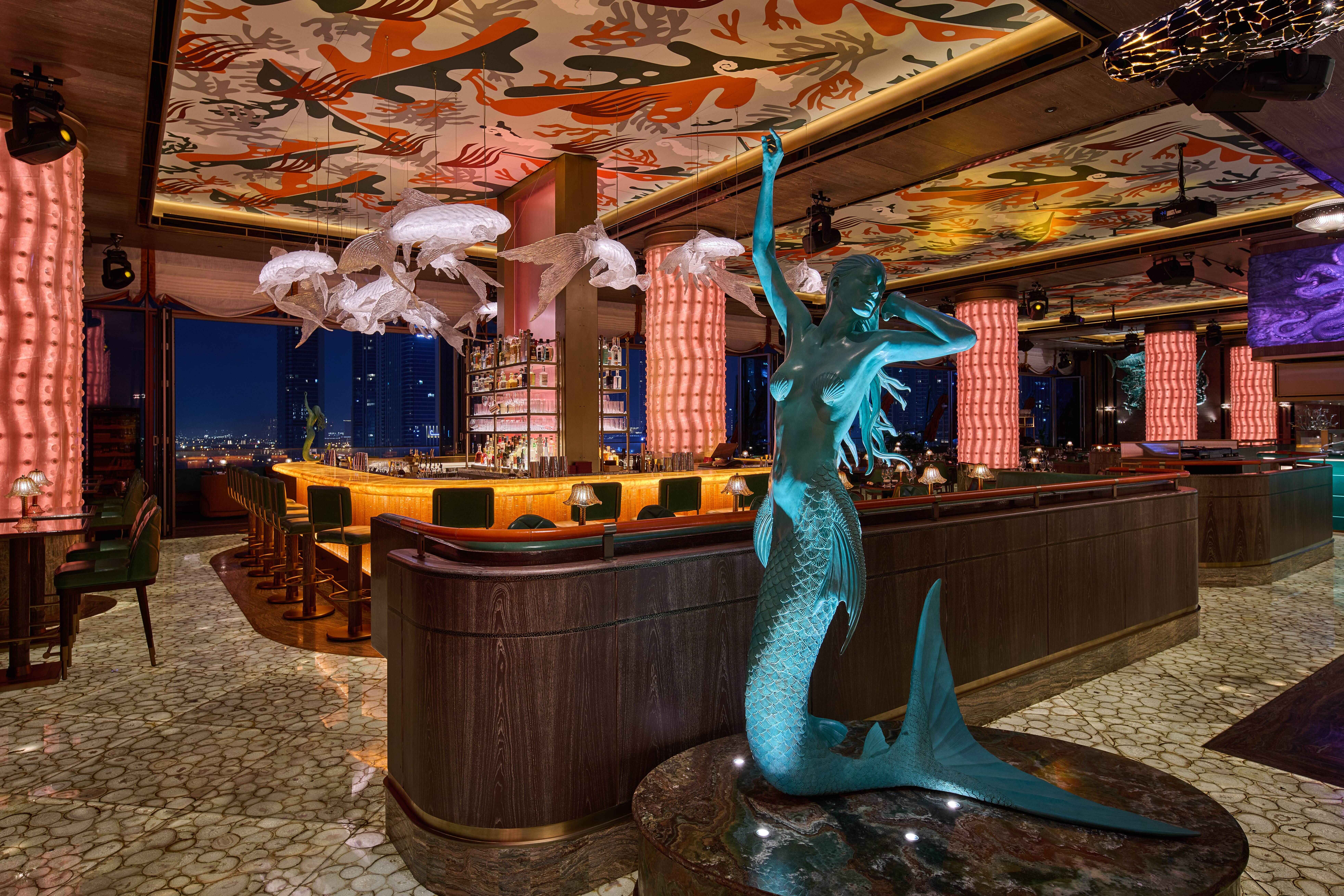 Sexy Fish Dubai restaurant featuring immersive bar and ambient lighting design by LEDFlex